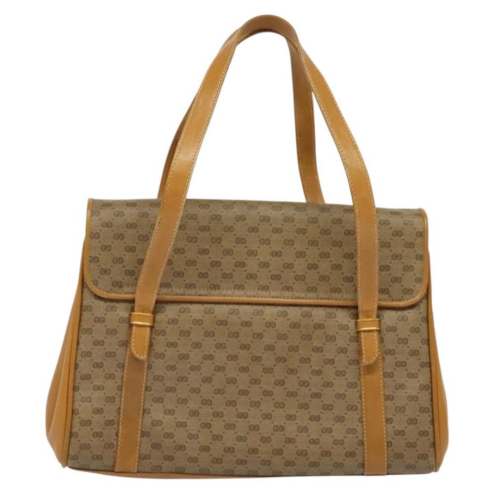 GUCCI Micro GG Supreme Hand Bag PVC Leather Beige Gold 000 984 4857 Auth ep7571 - Picture 2 of 16
